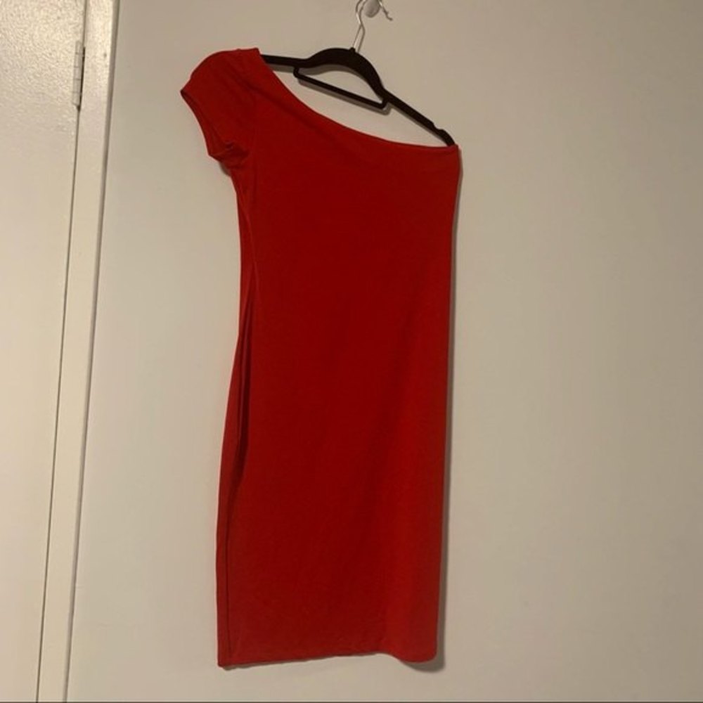 SUSANA MONACO Red One Shoulder ‘Shaunie’ Jersey Dress Size Large - Picture 2 of 5